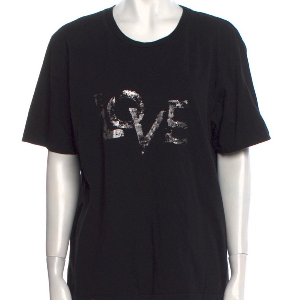 Saint Laurent Black T-Shirt with Love Graphic